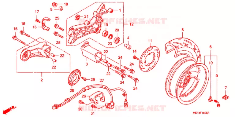 ROUE ARRIERE Honda SCOOTER 400 SILVERWING 2014  FJS400A9