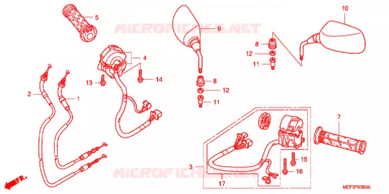 COMMODO - CABLE - RETROVISEUR Honda SCOOTER 400 SILVERWING 2010  FJS400A9
