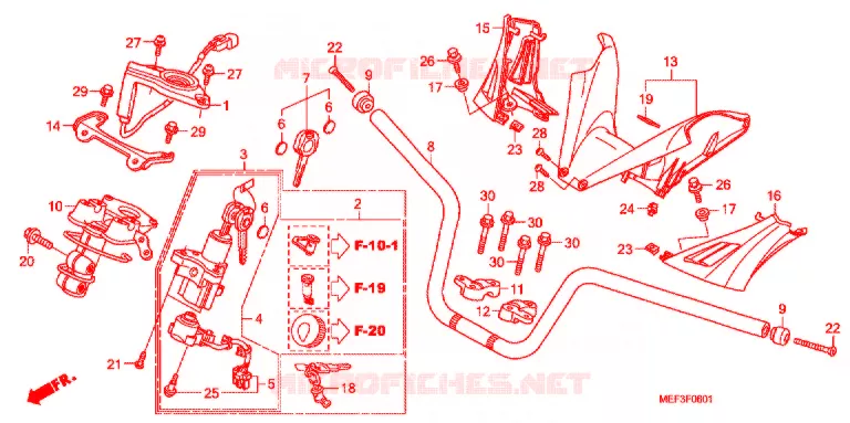 GUIDON - CARENAGE (FJS400D9/FJS400A) Honda SCOOTER 400 SILVERWING 2010  FJS400A9