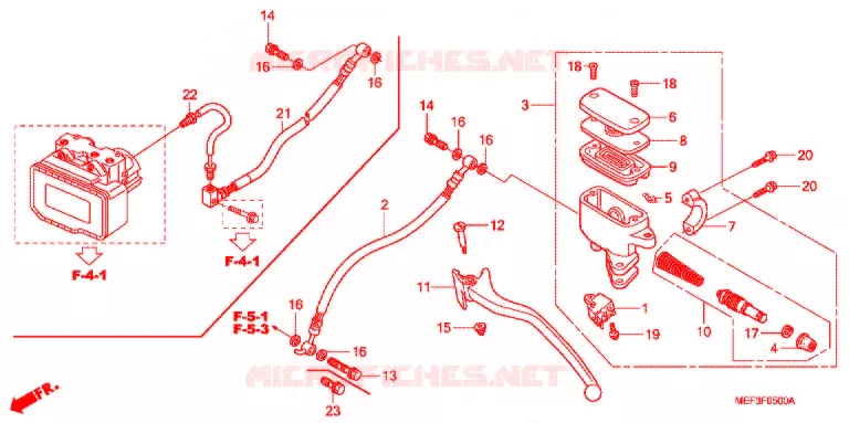 MAITRE CYLINDRE DE FREIN ARRIERE Honda SCOOTER 400 SILVERWING 2011  FJS400A9