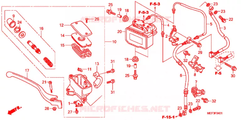 MAITRE CYLINDRE DE FREIN AVANT (ABS) Honda SCOOTER 400 SILVERWING 2011  FJS400A9