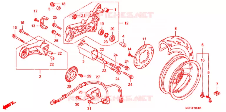 ROUE ARRIERE Honda SCOOTER 400 SILVERWING 2011  FJS400A9