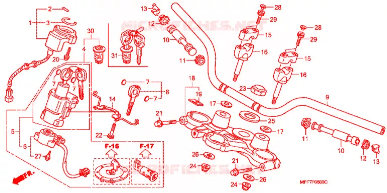GUIDON - TE DE FOURCHE Honda MOTO 700 TRANSALP 2011  XL700VAB