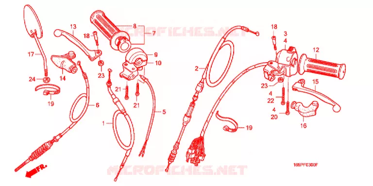 LEVIER DE GUIDON - CABLE - COMMODO Honda MOTO 50 MONKEY 1998  Z50JV_M