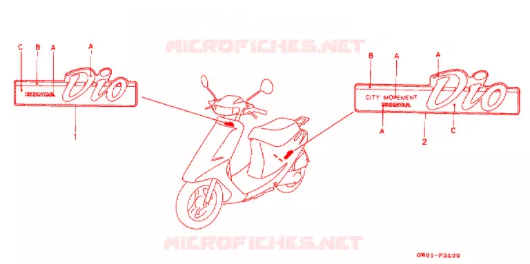 EMBLEME (1) Honda SCOOTER 50 DIO 1990  SK50ML_II