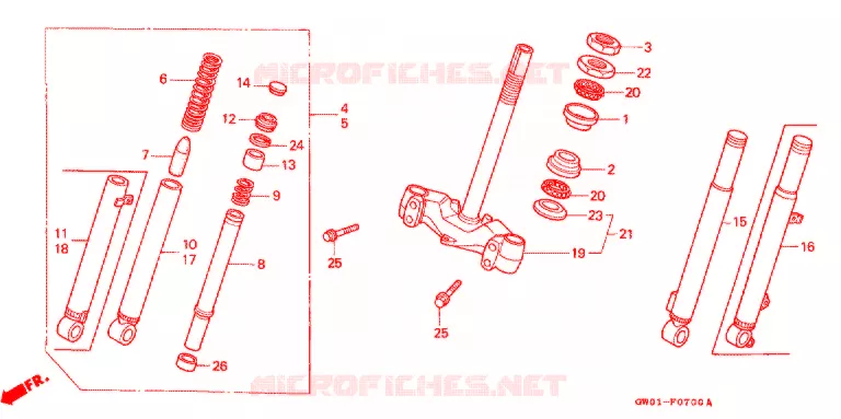 FOURCHE Honda SCOOTER 50 DIO 1990  SK50ML_II