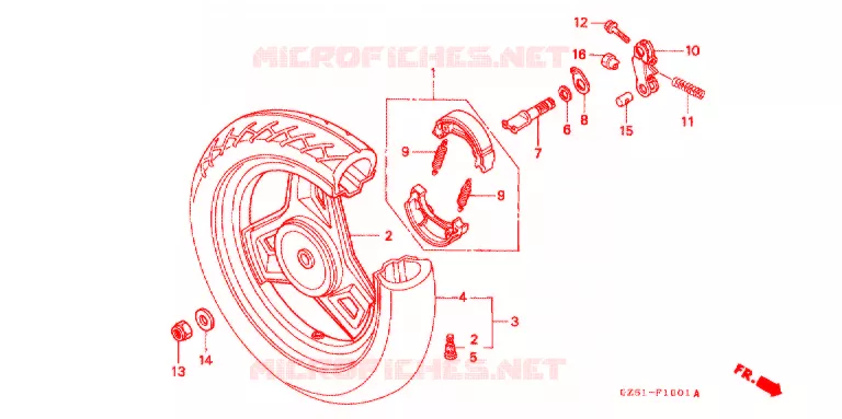 ROUE ARRIERE (SZ50P/R/T) Honda SCOOTER 50 TACT 1993  SZ50P