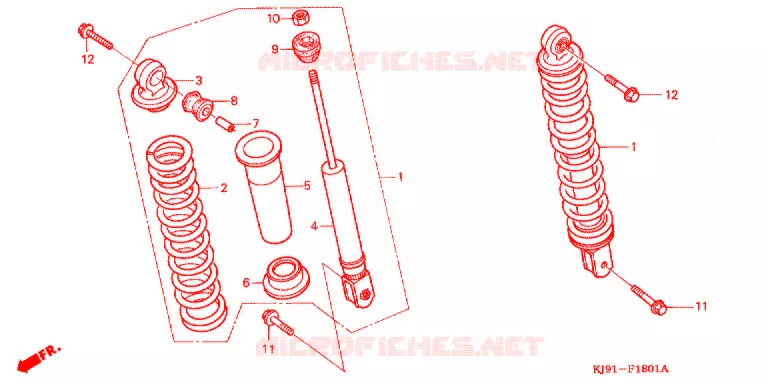AMORTISSEUR ARRIERE (CH125CF,CH125H/N/P/R) Honda SCOOTER 125 SPACY 1994  CH125R