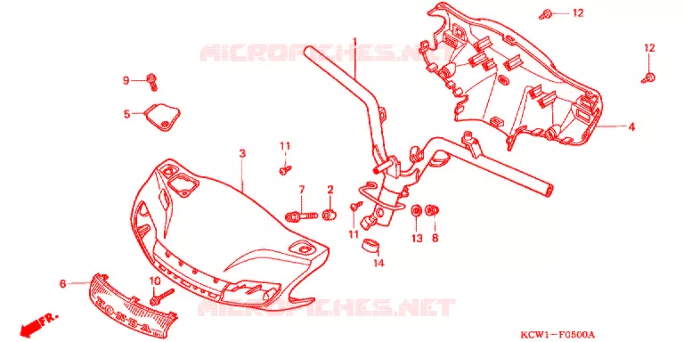 GUIDON - CARENAGE Honda SCOOTER 125 SPACY 1998  CHA125W