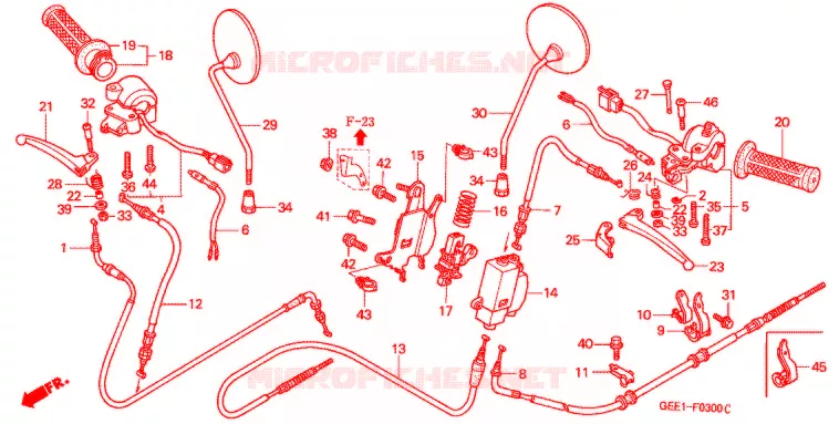 LEVIER DE GUIDON - CABLE - COMMODO Honda SCOOTER 50 GIORNO 1999  CHX50X