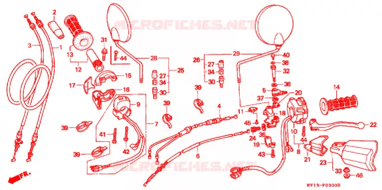 LEVIER DE GUIDON - CABLE - COMMODO Honda MOTO 750 AFRICA-TWIN 1993  XRV750P