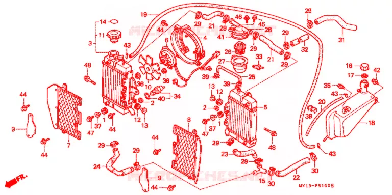 ENSEMBLE RADIATEUR Honda MOTO 750 AFRICA-TWIN 1993  XRV750P