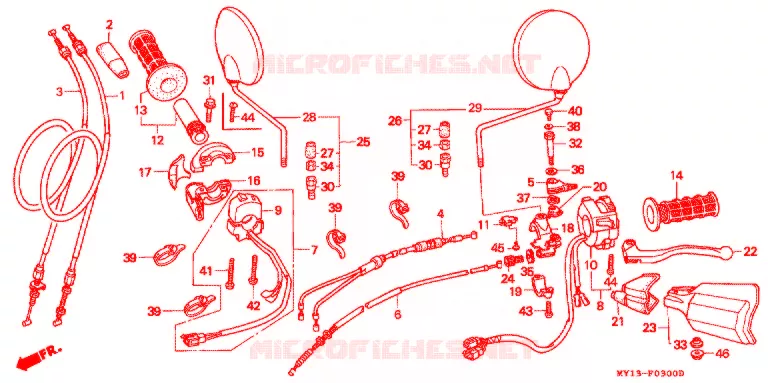 LEVIER DE GUIDON - CABLE - COMMODO Honda MOTO 750 AFRICA-TWIN 1994  XRV750R