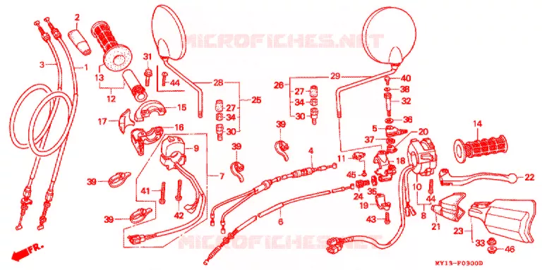 LEVIER DE GUIDON - CABLE - COMMODO Honda MOTO 750 AFRICA-TWIN 1995  XRV750S