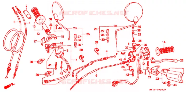 LEVIER DE GUIDON - CABLE - COMMODO Honda MOTO 750 AFRICA-TWIN 1997  XRV750V