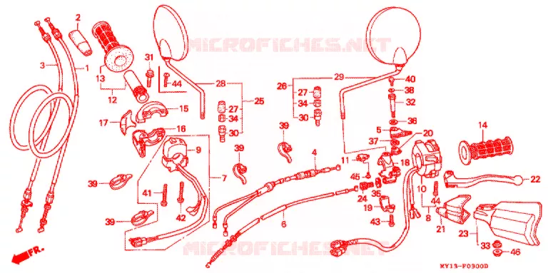 LEVIER DE GUIDON - CABLE - COMMODO Honda MOTO 750 AFRICA-TWIN 1997  XRV750V