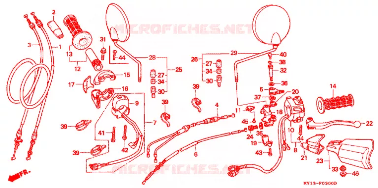 LEVIER DE GUIDON - CABLE - COMMODO Honda MOTO 750 AFRICA-TWIN 1998  XRV750W