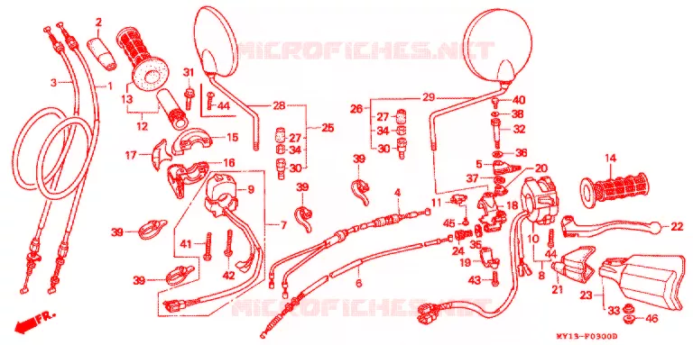 LEVIER DE GUIDON - CABLE - COMMODO Honda MOTO 750 AFRICA-TWIN 1998  XRV750W