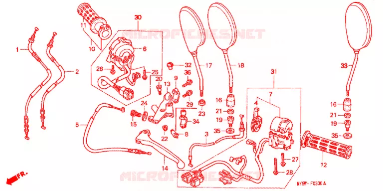 COMMODO - LEVIER - CABLE Honda MOTO 500 CB 1998  CB500SW