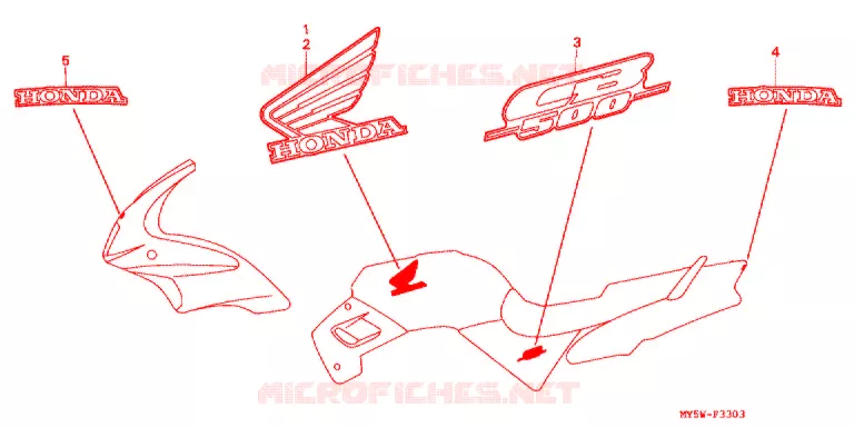 AUTOCOLLANTS (4) Honda MOTO 500 CB 2000  CB500SY