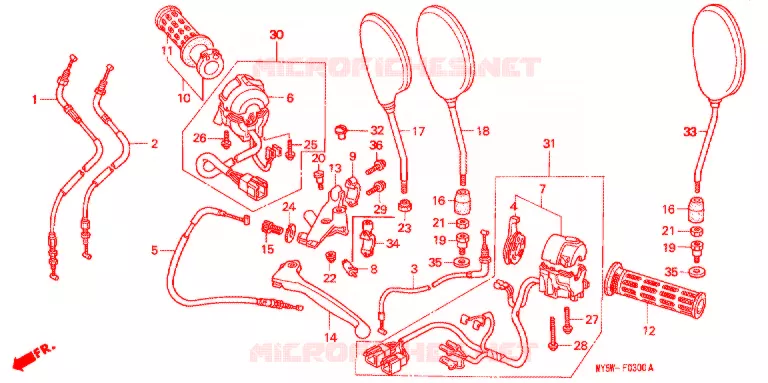 COMMODO - LEVIER - CABLE Honda MOTO 500 CB 2000  CB500SY