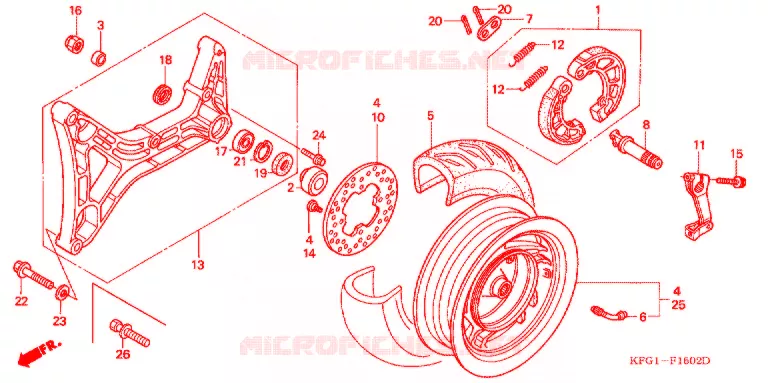 ROUE ARRIERE (FES250SE) Honda SCOOTER 250 FORSIGHT 2000  FES250SEX