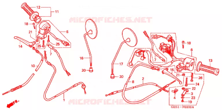 LEVIER DE GUIDON - CABLE - COMMODO Honda SCOOTER 50 GIORNO 2001  SNC50X