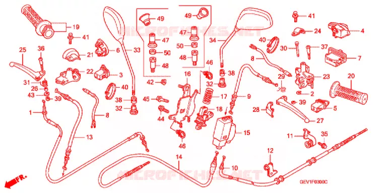 LEVIER DE GUIDON - CABLE - COMMODO (TAMBOUR) Honda SCOOTER 50 DIO 2001  SKX501