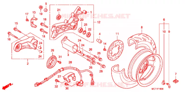 ROUE ARRIERE Honda SCOOTER 600 SILVERWING 2001  FJS6001
