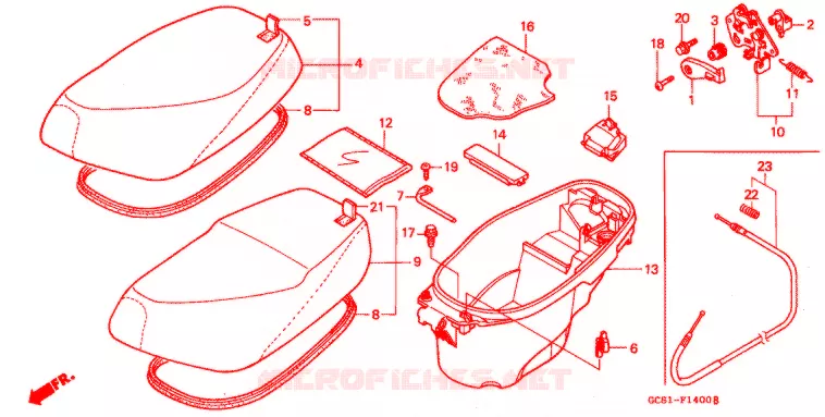 SELLE - COFFRE Honda SCOOTER 100 LEAD 2001  NH1001