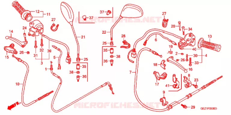 LEVIER DE GUIDON - CABLE - COMMODO Honda SCOOTER 50 ZOOMER 2002  NPS502