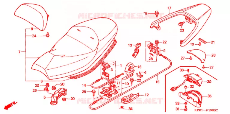 SELLE - POIGNEE ARRIERE Honda SCOOTER 250 FORZA 2002  NSS250A2_3J