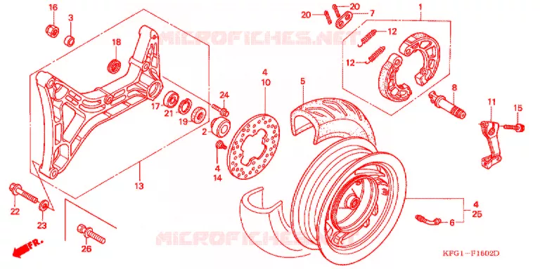 ROUE ARRIERE (FES250SE) Honda SCOOTER 250 FORSIGHT 2003  FES250SE3