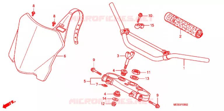 TUYAU DE GUIDON/PONT SUPERIEUR  Honda MOTO 450 CRF 2008  CRF450R8