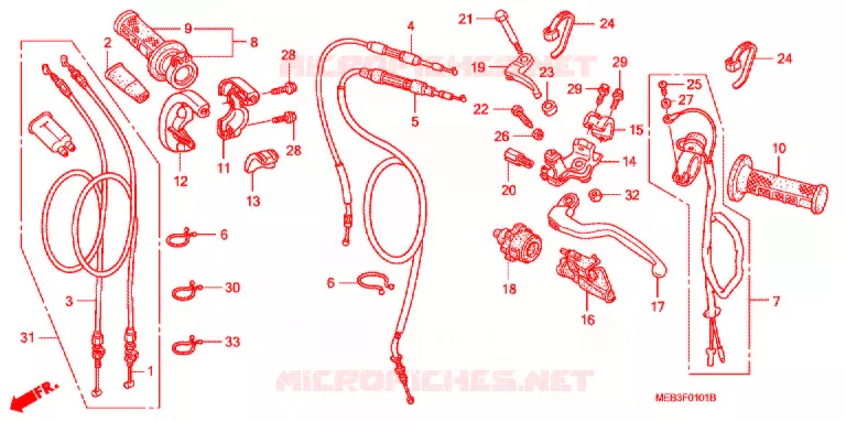 LEVIER DE GUIDON - CABLE - COMMODO (CRF450R4,5,6,7,8) Honda MOTO 450 CRF 2008  CRF450R8