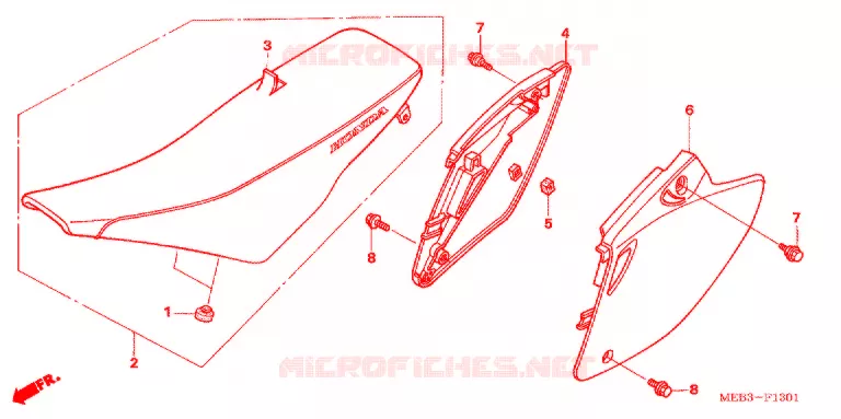 SIEGE/COUVERCLE LATERAL  Honda MOTO 450 CRF 2008  CRF450R8