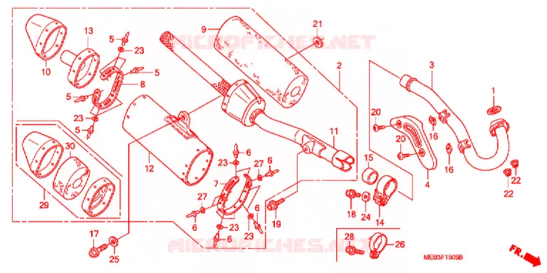 SILENCIEUX D'ECHAPPEMENT  Honda MOTO 450 CRF 2008  CRF450R8