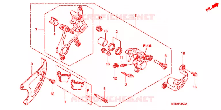 ETRIER DE FREIN ARRIERE Honda MOTO 450 CRF 2007  CRF450R7