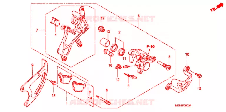 ETRIER DE FREIN ARRIERE Honda MOTO 450 CRF 2007  CRF450R7