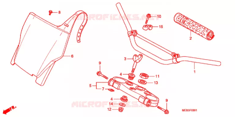 TUYAU DE GUIDON/PONT SUPERIEUR  Honda MOTO 450 CRF 2004  CRF450R4