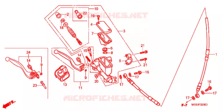 MAITRE CYLINDRE DE FREIN AVANT Honda MOTO 450 CRF 2002  CRF450R2