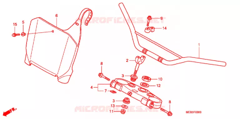 TUYAU DE GUIDON/PONT SUPERIEUR  Honda MOTO 450 CRF 2002  CRF450R2
