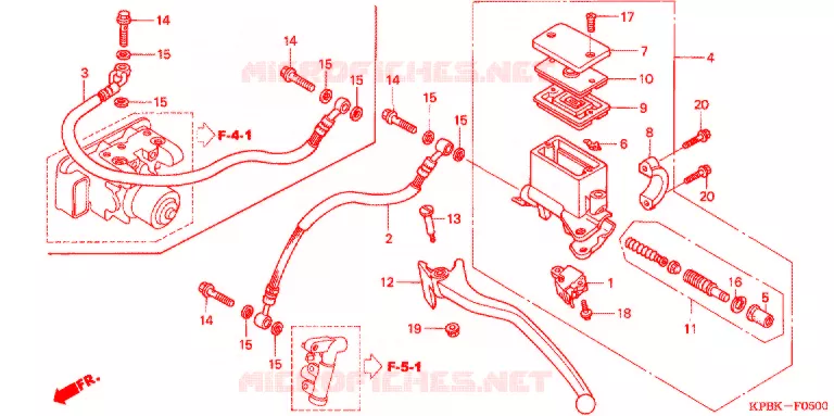 MAITRE-CYLINDRE DE FREIN ARRIERE Honda SCOOTER 250 FORZA 2003  NSS250A3_J