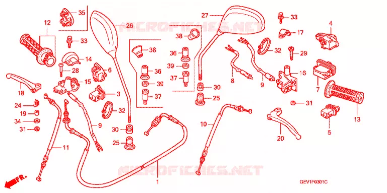 LEVIER DE GUIDON - CABLE - COMMODO (DISQUE) Honda SCOOTER 50 DIO 2004  SKX504
