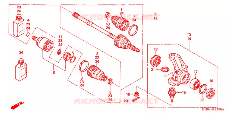 ARBRE DE ROUE AVANT Honda ATV 650 FOURTRAX 2004  TRX650FA4