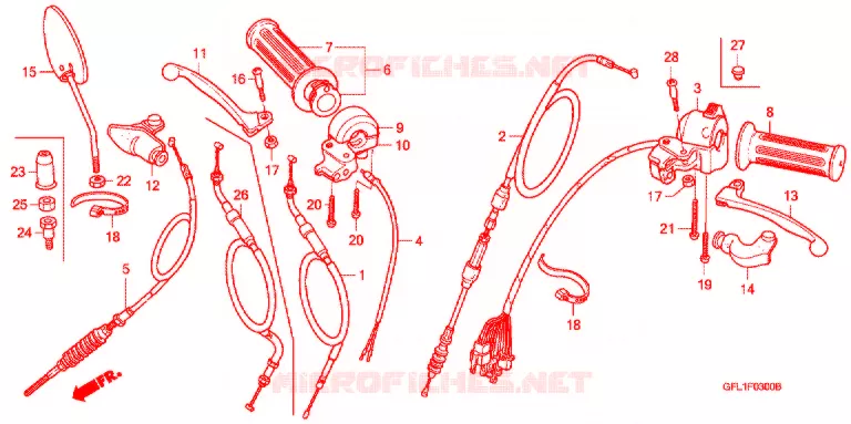LEVIER DE GUIDON - CABLE - COMMODO Honda MOTO 50 MONKEY 2004  Z50J4_M