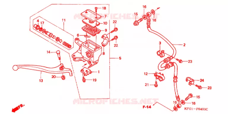 MAITRE CYLINDRE DE FREIN AVANT Honda SCOOTER 250 FORSIGHT 2005  FES250SE5