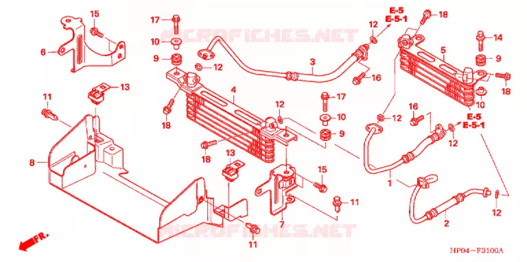 RADIATEUR D'HUILE Honda ATV 500 FOURTRAX 2005  TRX500TM5