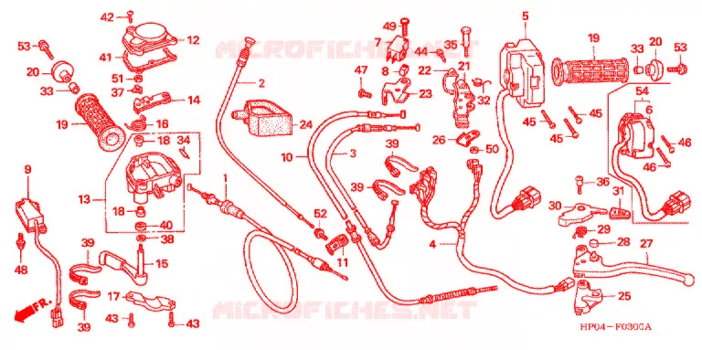 LEVIER DE GUIDON - CABLE - COMMODO Honda ATV 500 FOURTRAX 2006  TRX500FE6