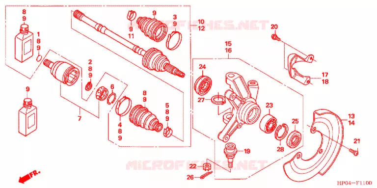 ARBRE DE ROUE  (TRX500FE/FM) Honda ATV 500 FOURTRAX 2006  TRX500FM6